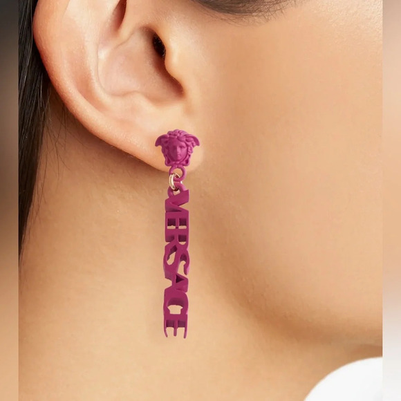 NWT Versace Medusa Fuchsia Earrings - Picture 4 of 6